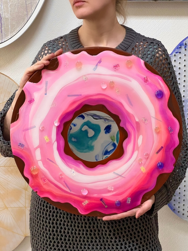 "Donut" "Пончик" 50см - Холст, Акрил, эпоксидная смола. "Donut" "Пончик" 50см - Холст, Акрил, эпоксидная смола.