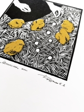 Линогравюра "Ценности" желтый. А3.