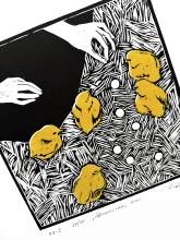 Линогравюра "Ценности" желтый. А3.